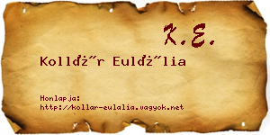 Kollár Eulália névjegykártya